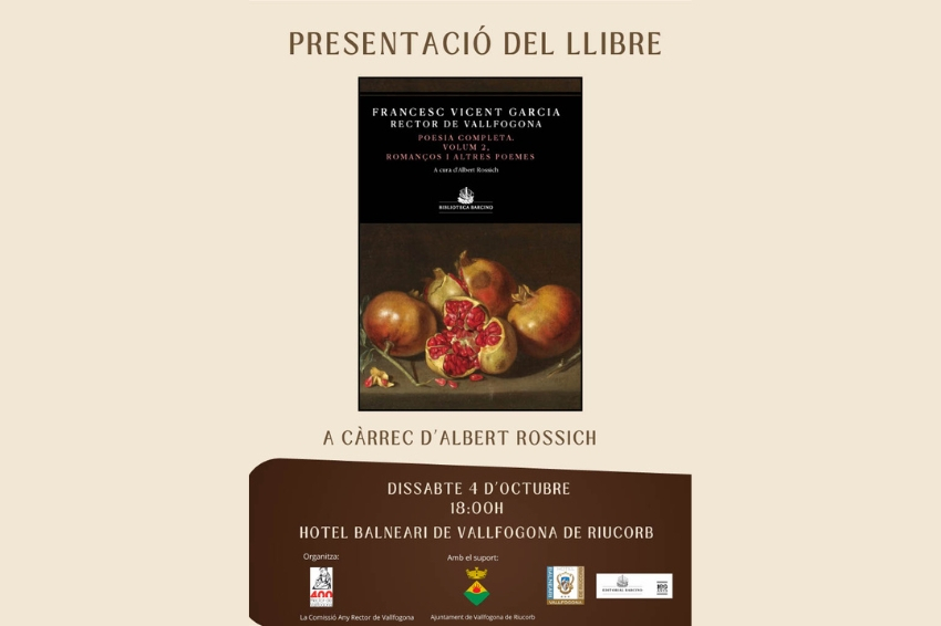 Presentation of the book Poesia Completa de Garcia, Vallfogona de Riucorb